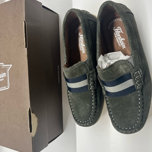 New in Box Florsheim Jasper Jr. Boys Moc Toe Strap Loafer in Gray Suede Sz 13M - Picture 2 of 6